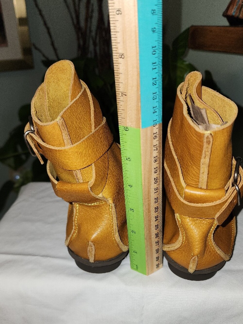 Trippen Size 38 Mustard Leather Wrap Buckle Boots - Picture 9 of 11